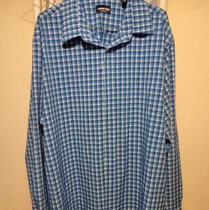 Lands' End Men's Blue Plaid Shirt